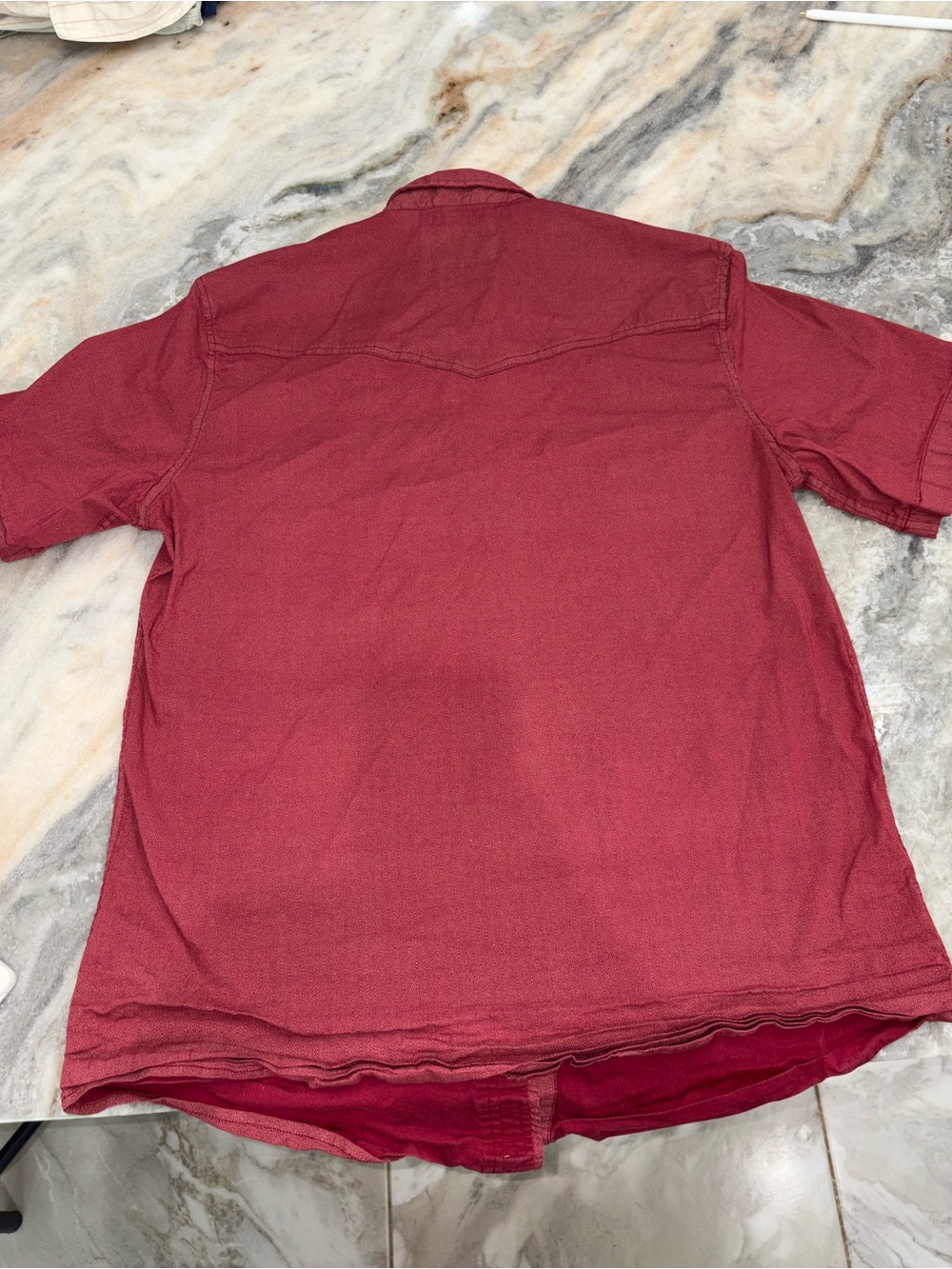 Men's Casual Red Short-Sleeve Button-Down Shirt by Rafter C - Picture 5 of 6